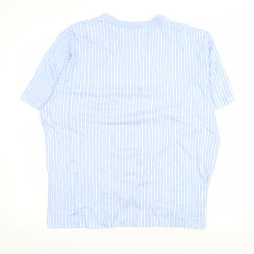 Uniqlo x Marimekko Men Blue Striped Cotton Crew Neck 2XL T-Shirt