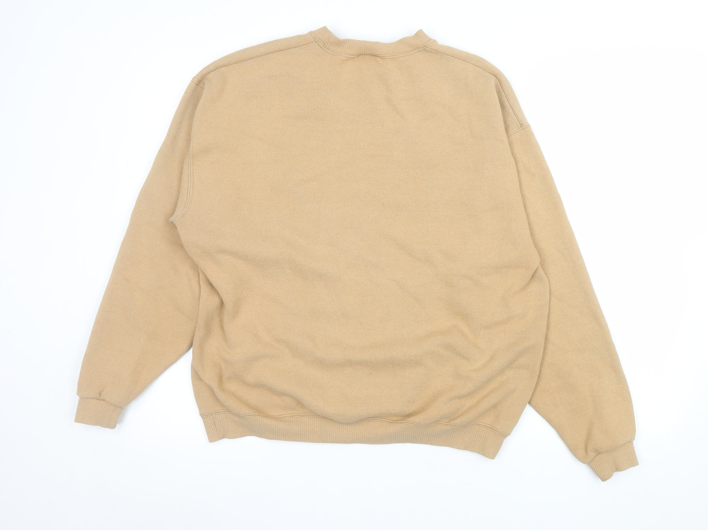 Lee Women Beige Autumn Leaf Print Crew Neck Pullover Sweatshirt L