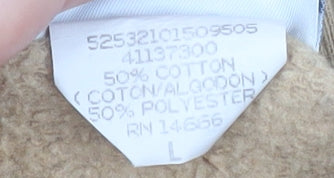 Lee Women Beige Autumn Leaf Print Crew Neck Pullover Sweatshirt L