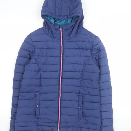 Johnnie b Girls Blue Hooded Puffer Jacket 13-14 Years Polyester Lined