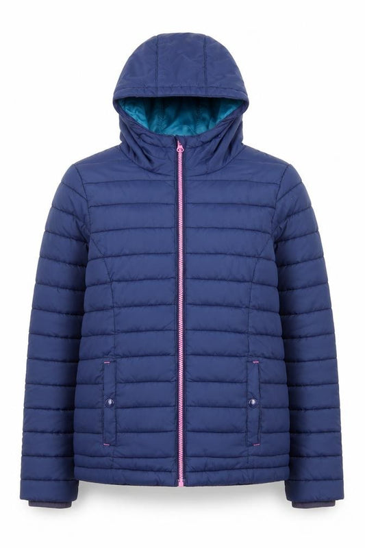 Johnnie b Girls Blue Hooded Puffer Jacket 13-14 Years Polyester Lined
