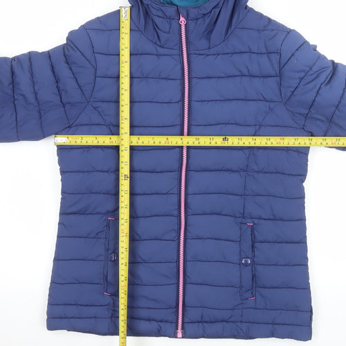 Johnnie b Girls Blue Hooded Puffer Jacket 13-14 Years Polyester Lined
