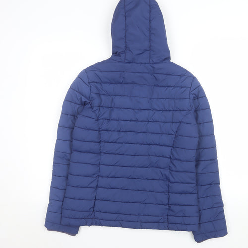 Johnnie b Girls Blue Hooded Puffer Jacket 13-14 Years Polyester Lined
