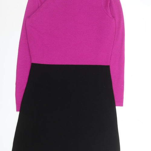 Fenn Wright Manson Women’s Pink Black Colourblock Wool Shift Dress Size 14
