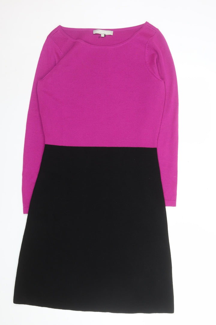 Fenn Wright Manson Women’s Pink Black Colourblock Wool Shift Dress Size 14