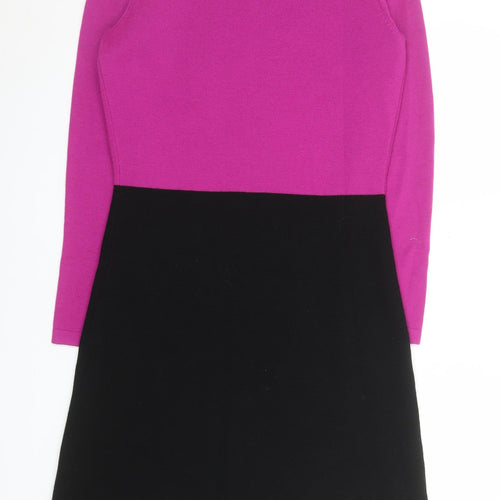 Fenn Wright Manson Women’s Pink Black Colourblock Wool Shift Dress Size 14