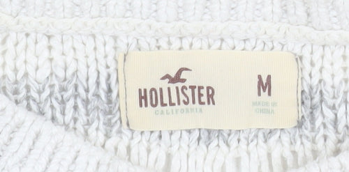 Hollister Women's Beige Striped Knit Crop Pullover Jumper M