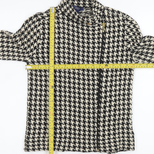 Chaps Women's Black Houndstooth Cotton Biker Jacket Size S
