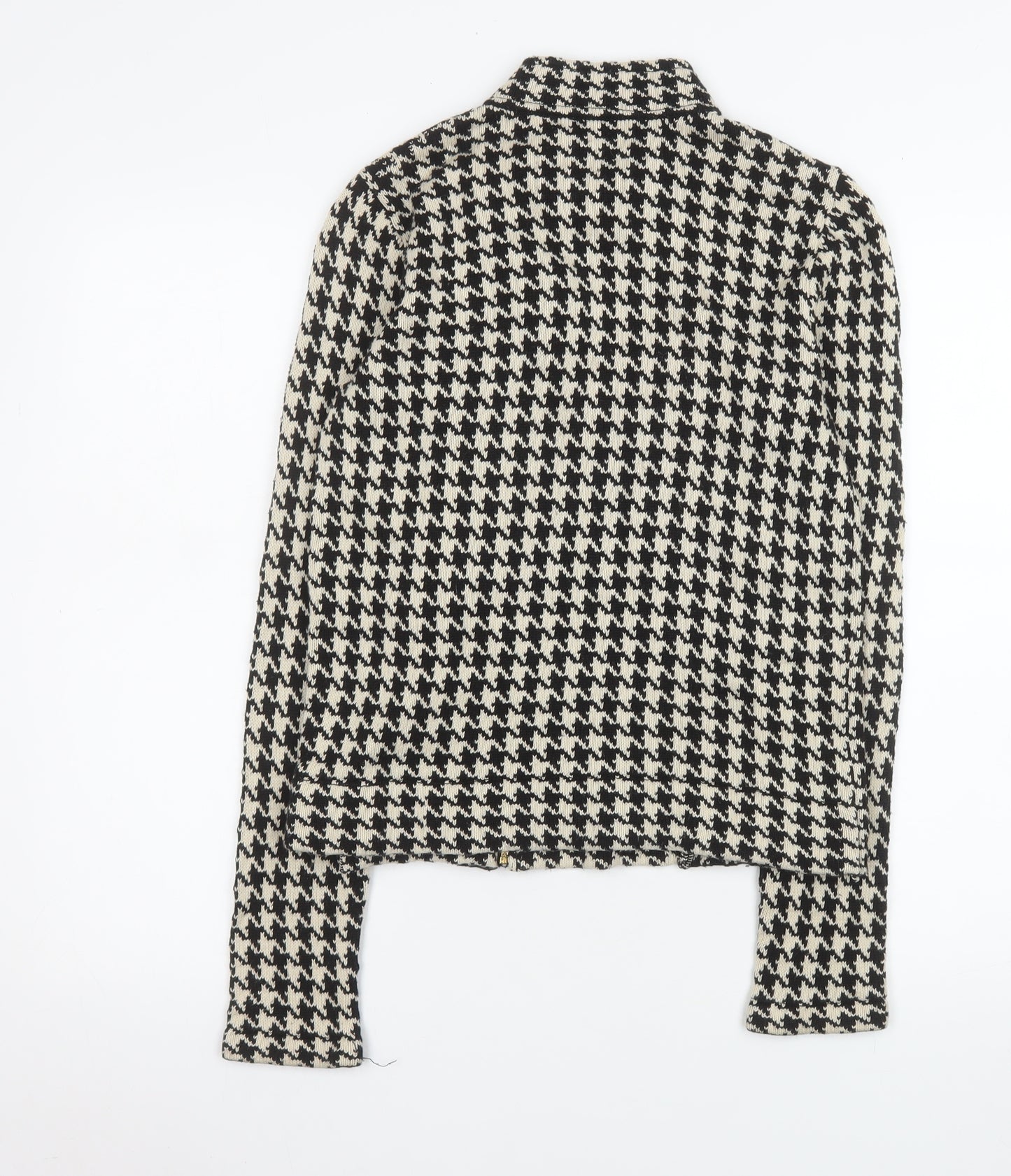 Chaps Women's Black Houndstooth Cotton Biker Jacket Size S