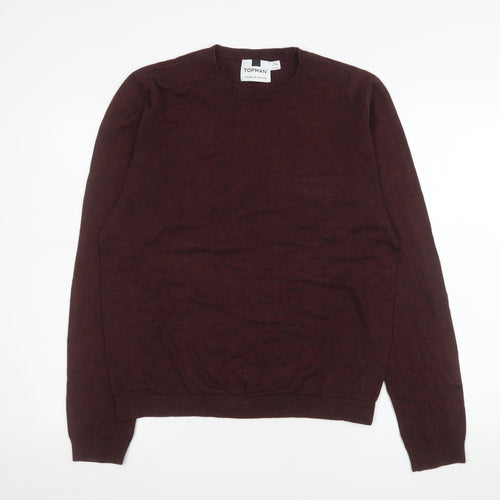 Topman Men's Brown Cotton Crew Neck Jumper Size M