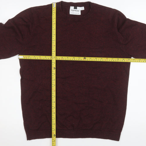 Topman Men's Brown Cotton Crew Neck Jumper Size M