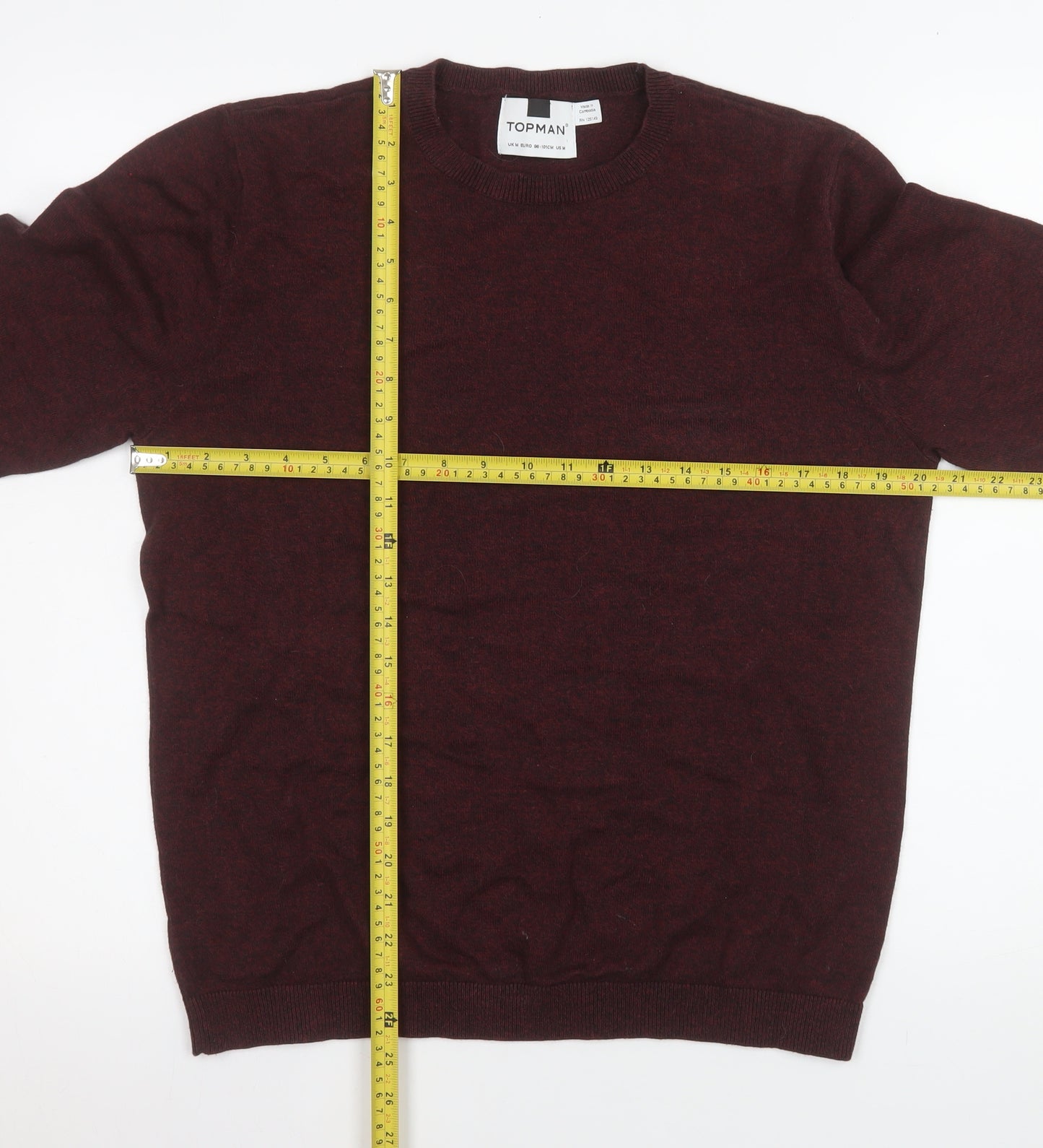 Topman Men's Brown Cotton Crew Neck Jumper Size M