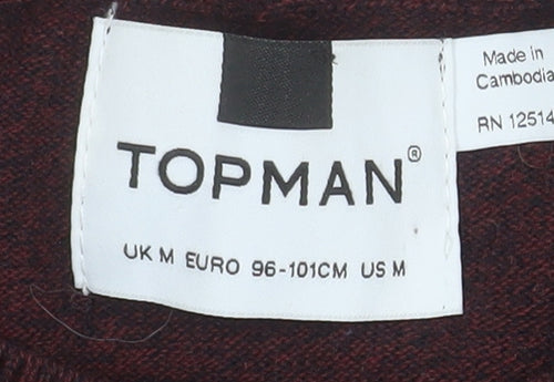Topman Men's Brown Cotton Crew Neck Jumper Size M