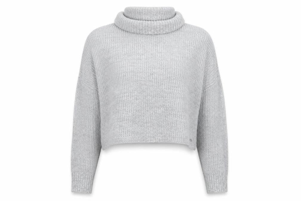 Hollister Women’s Grey Roll Neck Chunky Knit Pullover Jumper XS