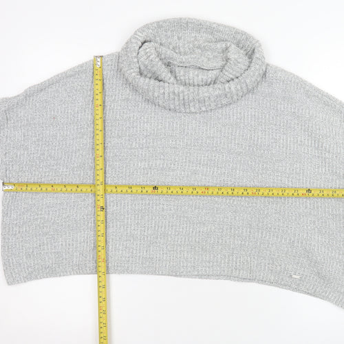 Hollister Women’s Grey Roll Neck Chunky Knit Pullover Jumper XS