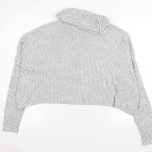 Hollister Women’s Grey Roll Neck Chunky Knit Pullover Jumper XS