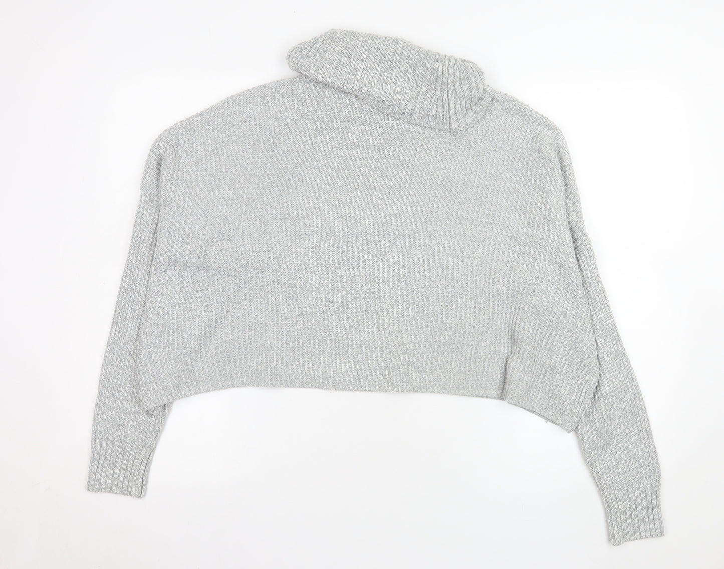 Hollister Women’s Grey Roll Neck Chunky Knit Pullover Jumper XS