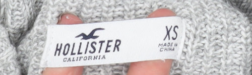 Hollister Women’s Grey Roll Neck Chunky Knit Pullover Jumper XS