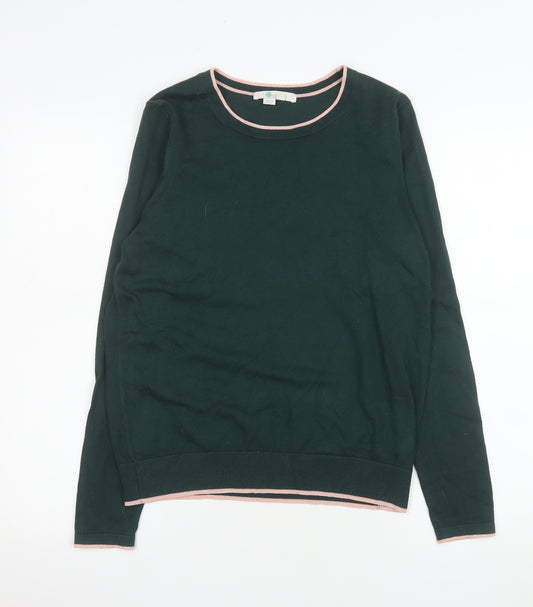 Boden Women's Green Cotton Crew Neck Long Sleeve Pullover Jumper Size S