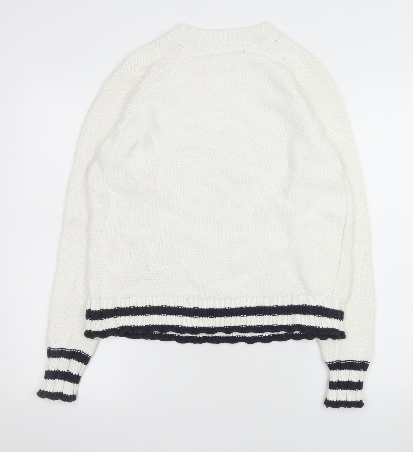 Crew Clothing Company Women White Anchor Knit Jumper Size 10 Cotton Blend