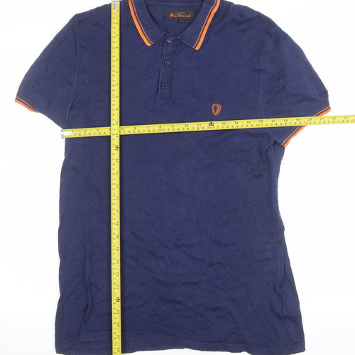 Ben Sherman Men's Blue Cotton Polo Shirt Size L Short Sleeve