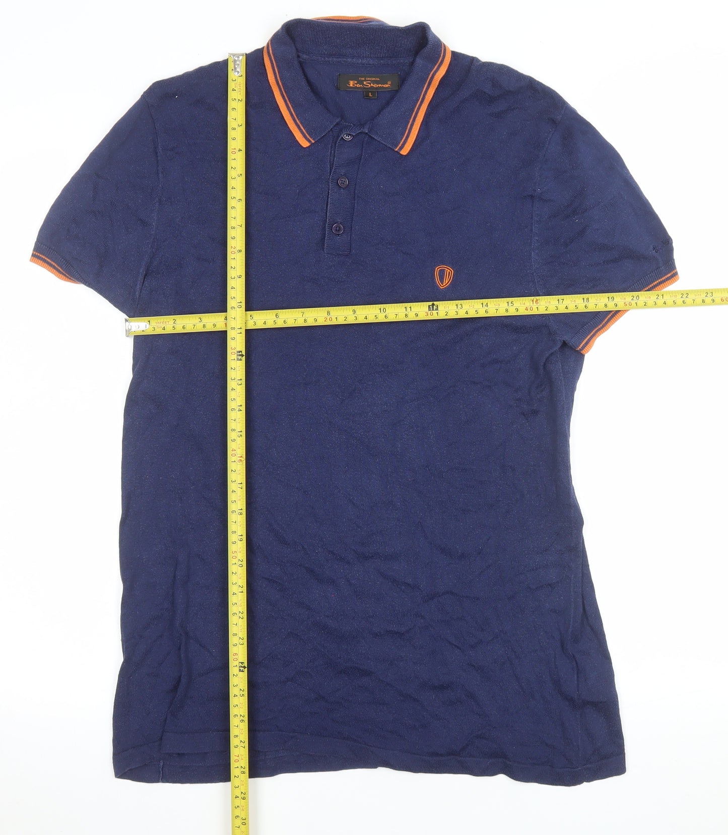 Ben Sherman Men's Blue Cotton Polo Shirt Size L Short Sleeve