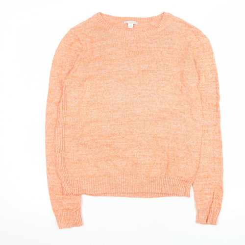 Gap Women's Orange Cotton Crew Neck Pullover Jumper Size S