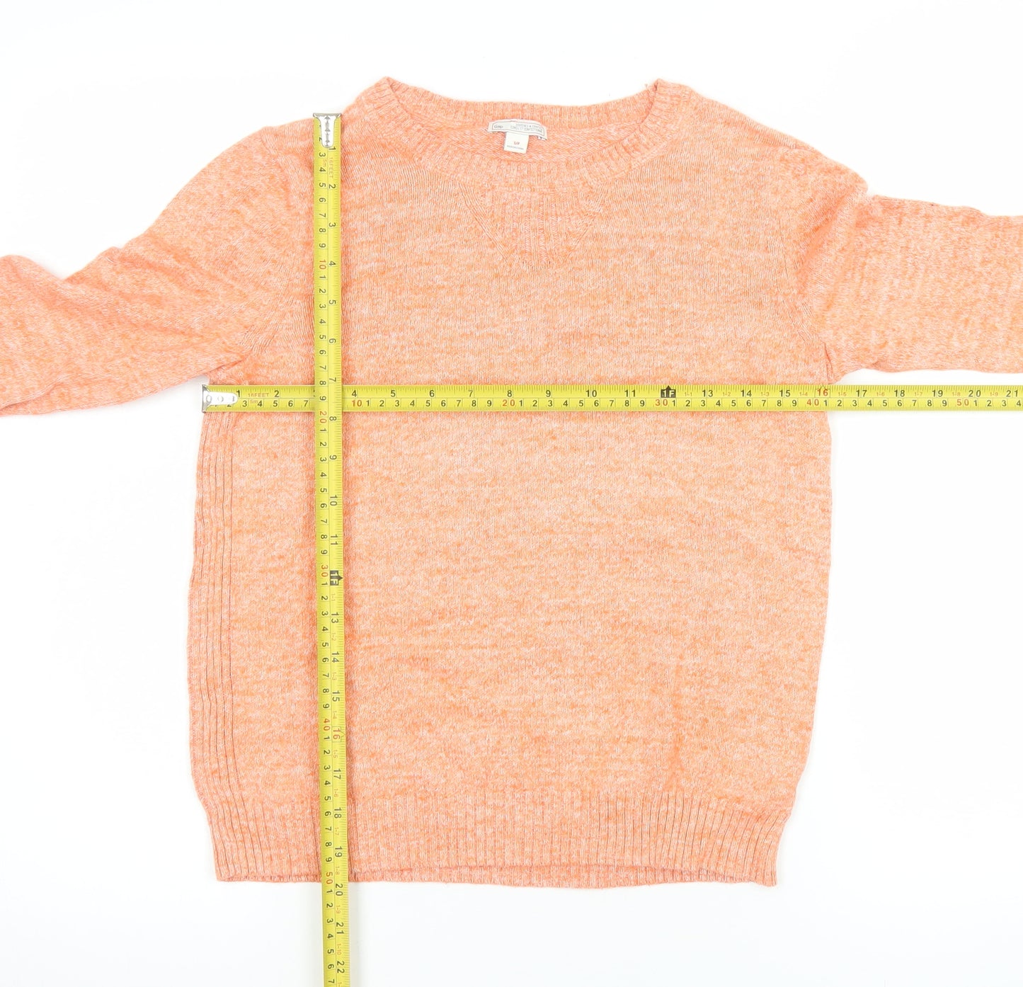 Gap Women's Orange Cotton Crew Neck Pullover Jumper Size S
