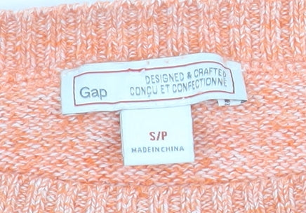 Gap Women's Orange Cotton Crew Neck Pullover Jumper Size S