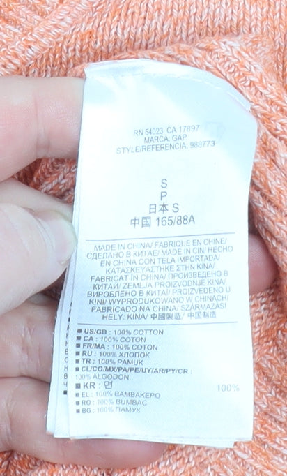 Gap Women's Orange Cotton Crew Neck Pullover Jumper Size S