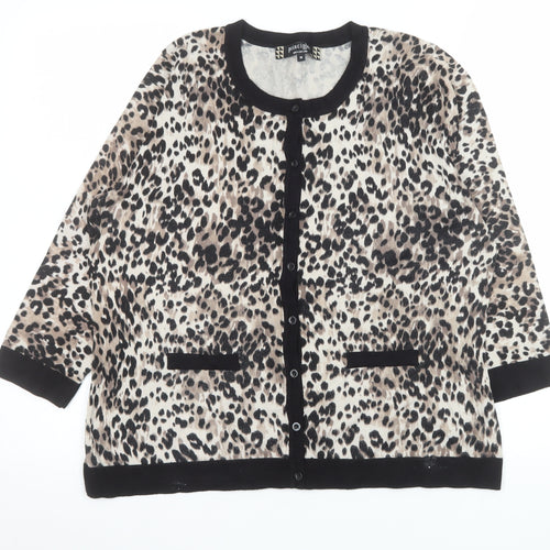 Principles by Ben de Lisi Women's Beige Leopard Cardigan Size 16