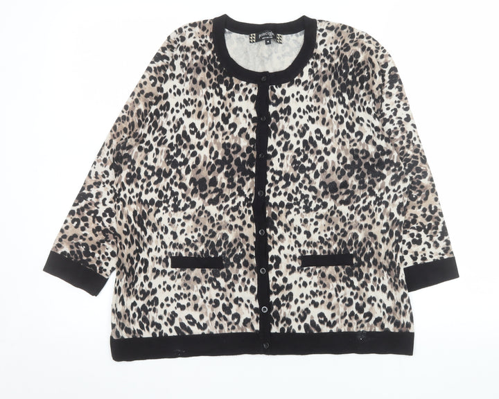 Principles by Ben de Lisi Women's Beige Leopard Cardigan Size 16