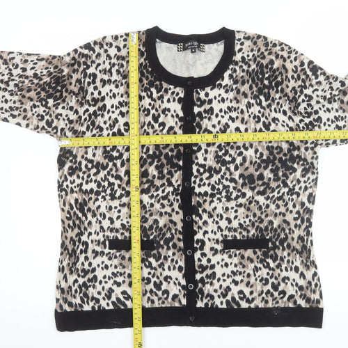 Principles by Ben de Lisi Women's Beige Leopard Cardigan Size 16