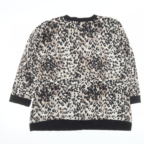 Principles by Ben de Lisi Women's Beige Leopard Cardigan Size 16