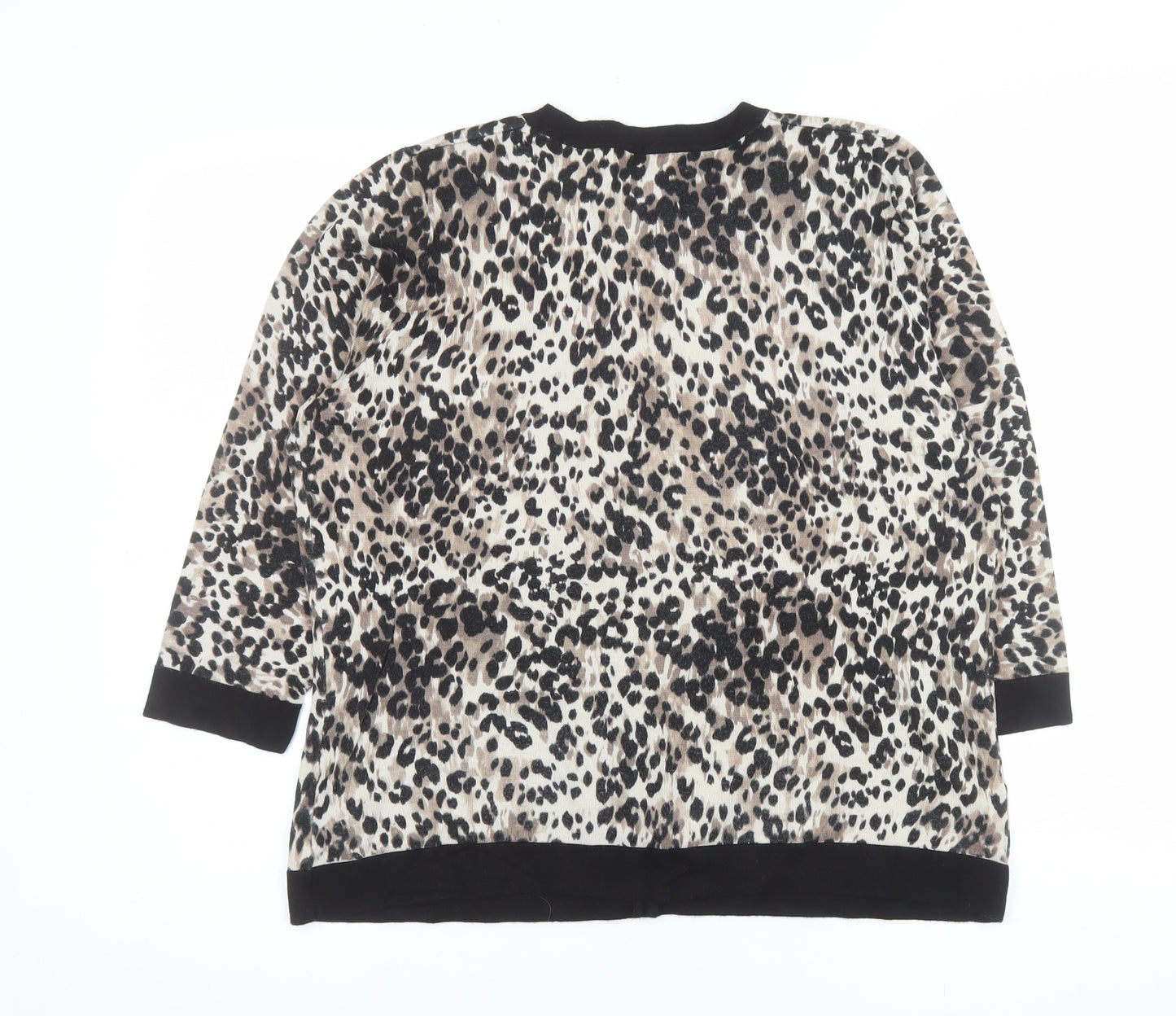 Principles by Ben de Lisi Women's Beige Leopard Cardigan Size 16