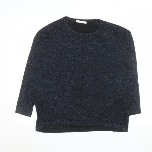 Last Woman Women's Black Glitter Knit 3/4 Sleeve Pullover Jumper S