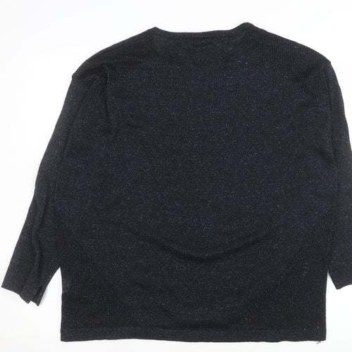Last Woman Women's Black Glitter Knit 3/4 Sleeve Pullover Jumper S