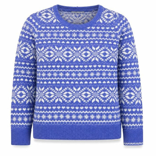 Marks and Spencer Women Blue Fair Isle Lambswool Jumper UK 12