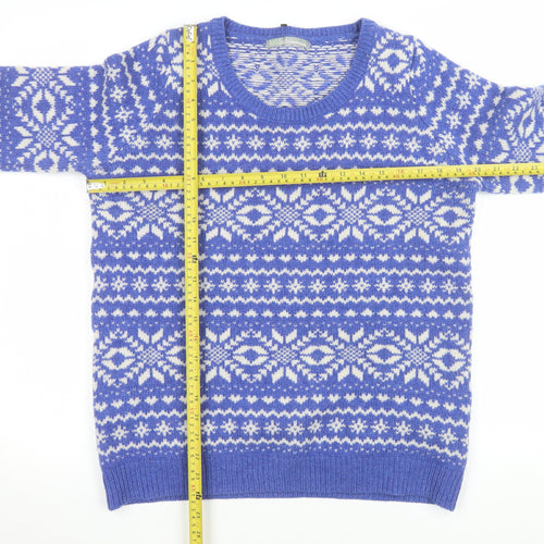 Marks and Spencer Women Blue Fair Isle Lambswool Jumper UK 12