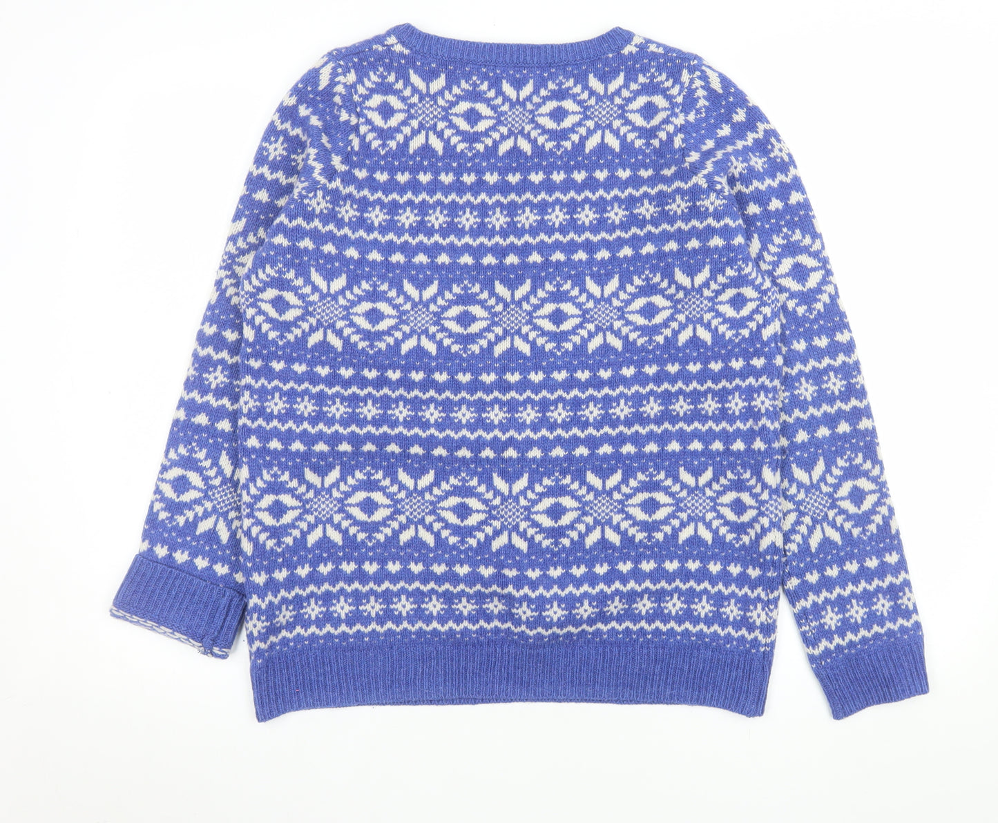 Marks and Spencer Women Blue Fair Isle Lambswool Jumper UK 12