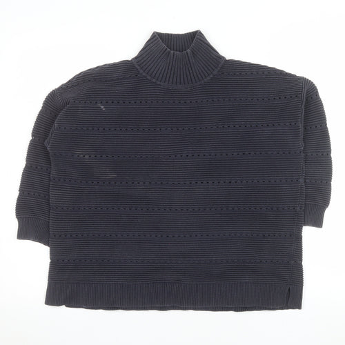 French Connection Men’s Blue Roll Neck Chunky Knit Jumper Size S