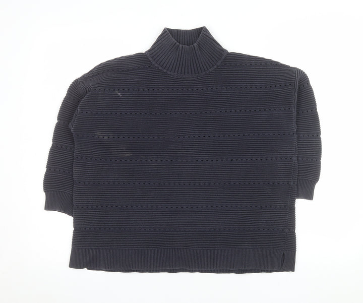French Connection Men’s Blue Roll Neck Chunky Knit Jumper Size S