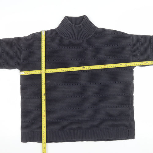 French Connection Men’s Blue Roll Neck Chunky Knit Jumper Size S