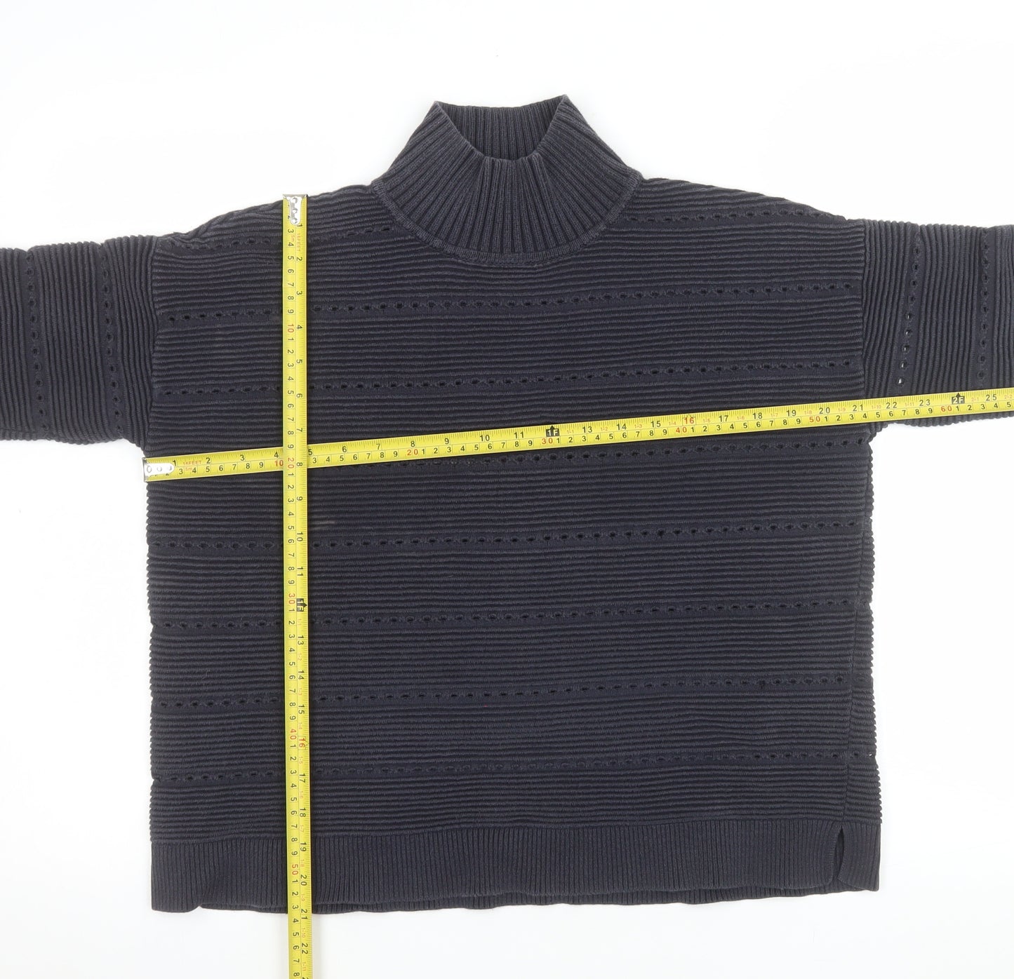 French Connection Men’s Blue Roll Neck Chunky Knit Jumper Size S