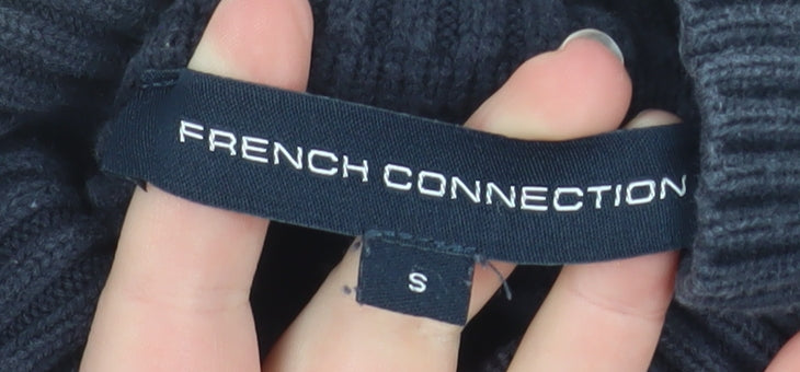 French Connection Men’s Blue Roll Neck Chunky Knit Jumper Size S