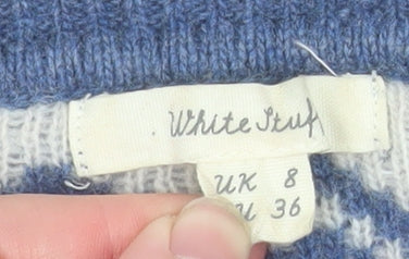White Stuff Women's Beige Fair Isle Wool Jumper UK 8 Long Sleeve