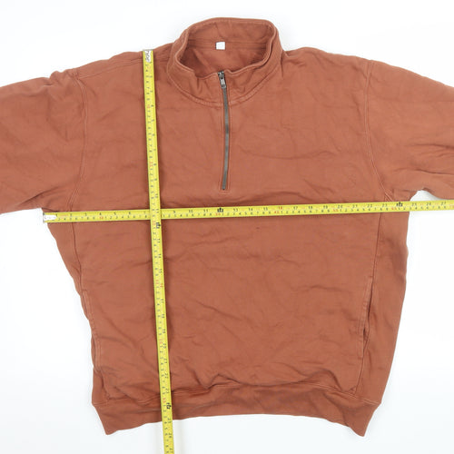 Uniqlo Men's Brown 1/4 Zip Sweatshirt XXL Regular Fit
