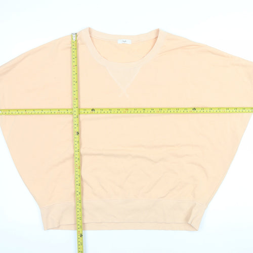 Hush Women Beige Cotton Blend Relaxed Fit Pullover Sweatshirt M