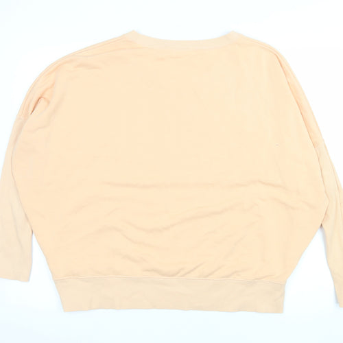 Hush Women Beige Cotton Blend Relaxed Fit Pullover Sweatshirt M