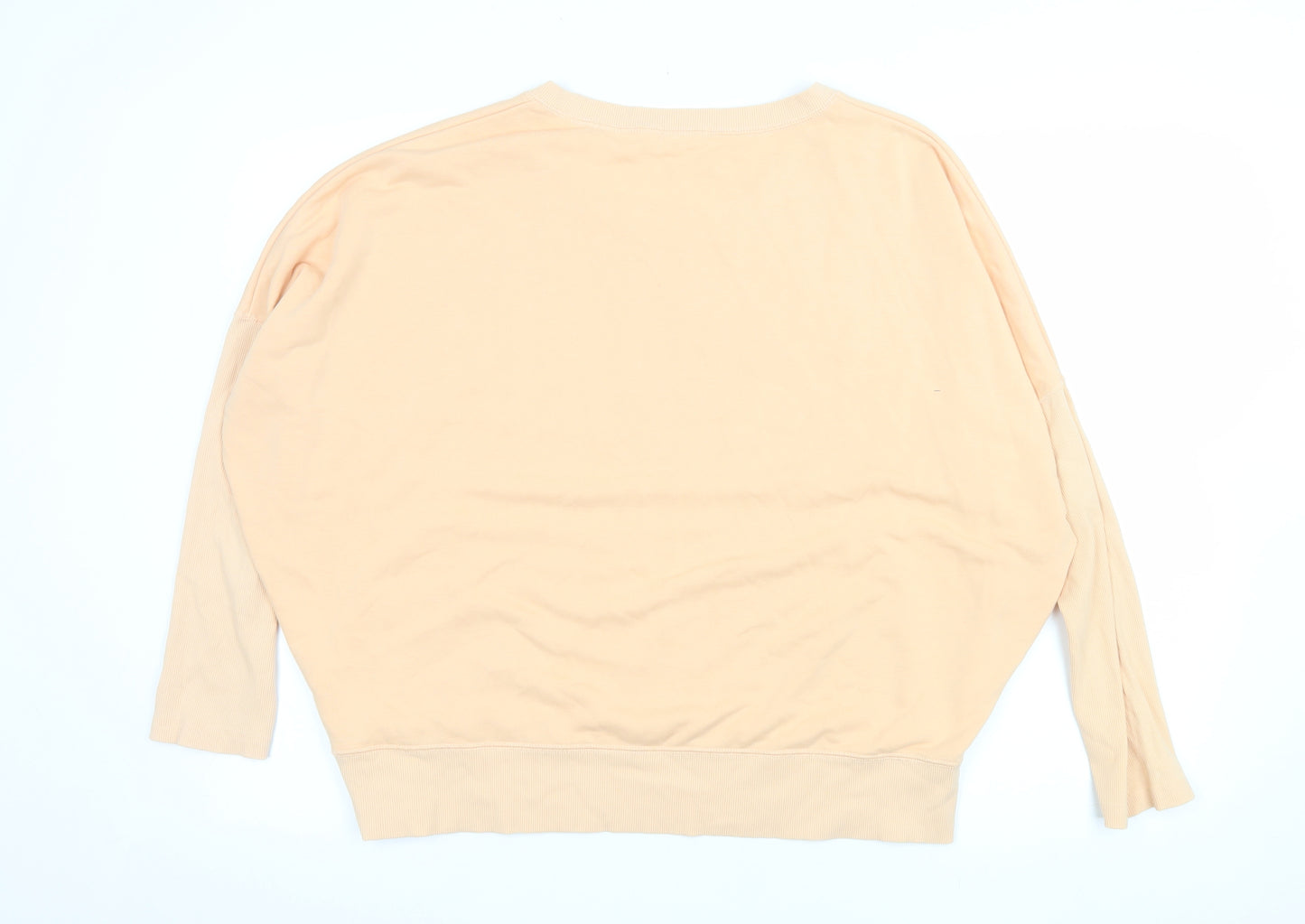 Hush Women Beige Cotton Blend Relaxed Fit Pullover Sweatshirt M